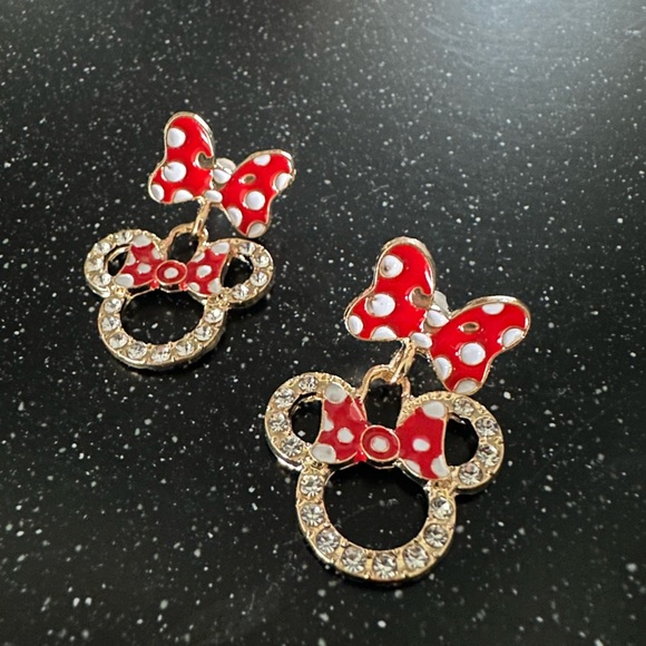 Disney Jewelry - BRAND NEW Disney Gold Rhinestone Minnie Mouse Pierced Earrings Fashion jewelry